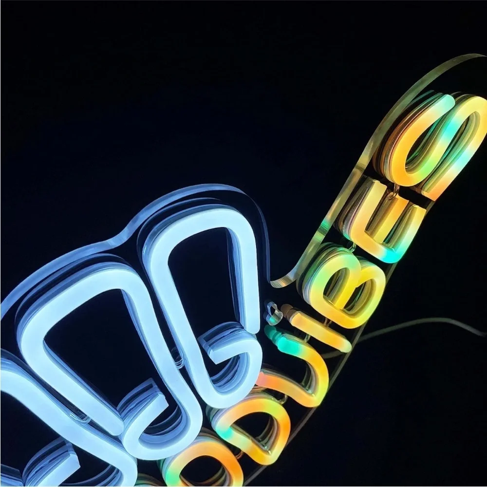 Neon Sign Good Vibes Rainbow Hippie Retro 90's Party Birthday Room Light Decor - Picture 2 of 8